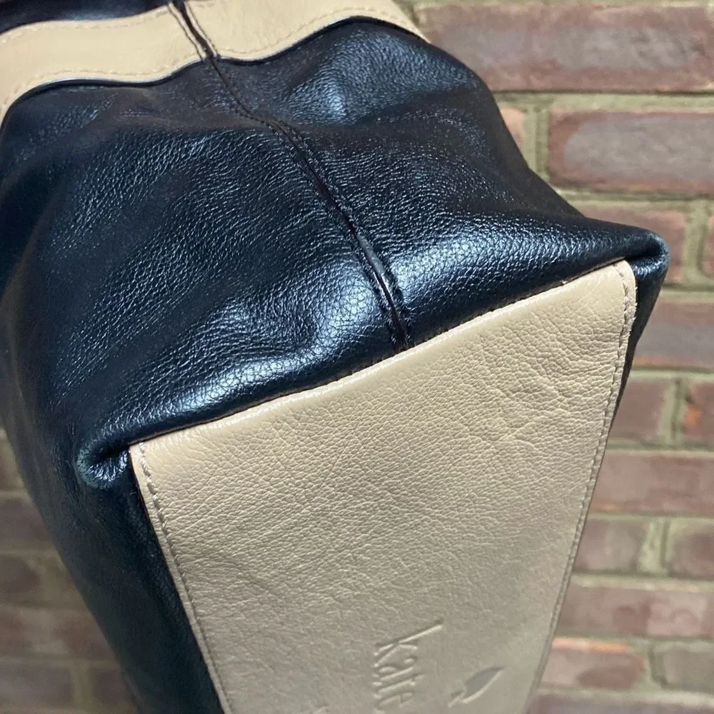 Kate Spade Black & Taupe Leather Elena Shoulder Bag & Wallet/Wristlet